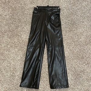 Black leather wide leg pants - Shein Petite Lenght XS
